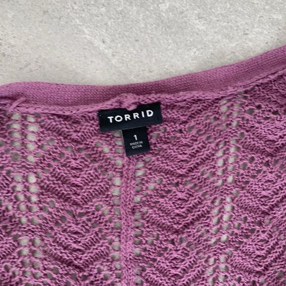 Torrid Purple Loose Knit Long Cardigan Size 1 - Picture 2 of 4
